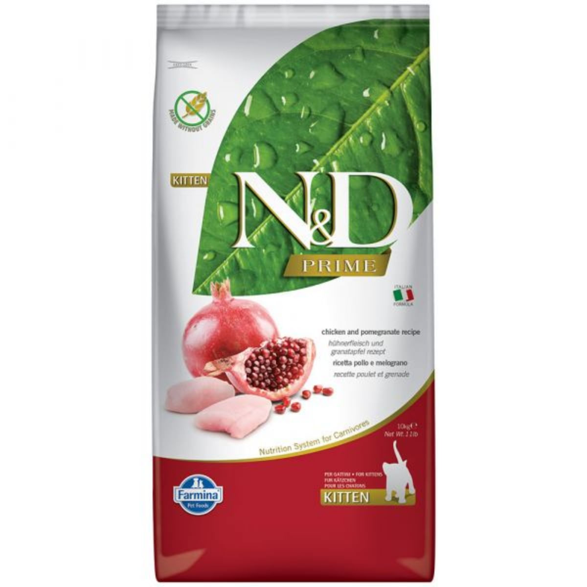 N&D Prime Kitten, Pui și Rodie, hrană uscată fără cereale pisici junior, 10kg - poza 1