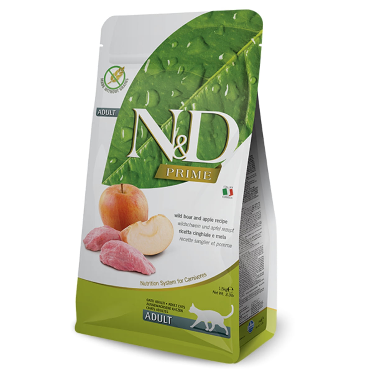 N&D Prime, Mistreț și Măr, hrană uscată fără cereale pisici, 10kg - poza 1