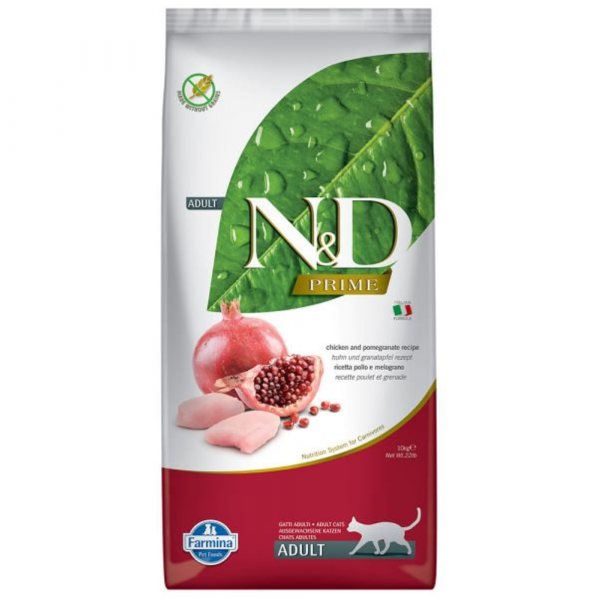 N&D Prime, Pui și Rodie, hrană uscată fără cereale pisici, 10kg - poza 1