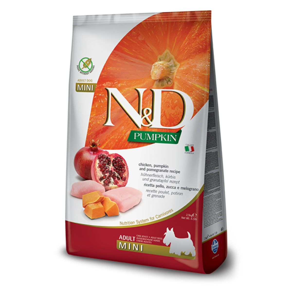 N&D Pumpkin Adult Mini, XS-S, Pui și Rodie, hrană uscată fără cereale câini, 7kg - poza 1