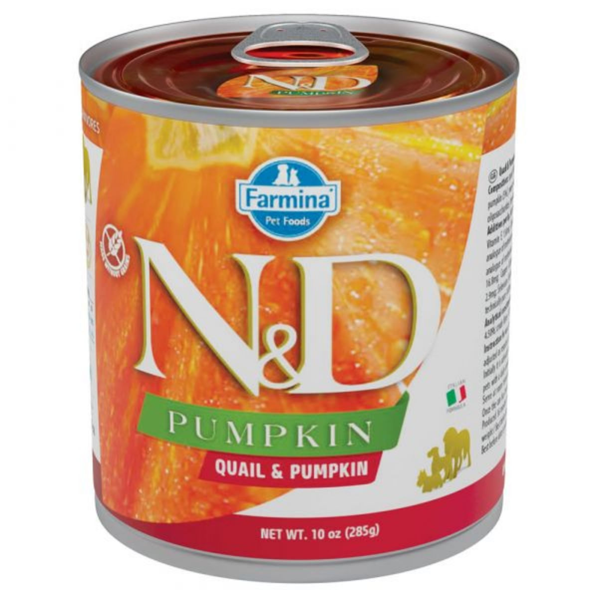 N&D Pumpkin, XS-XL, Prepeliță, conservă hrană umedă fără cereale câini, (în sos), 285g - poza 1