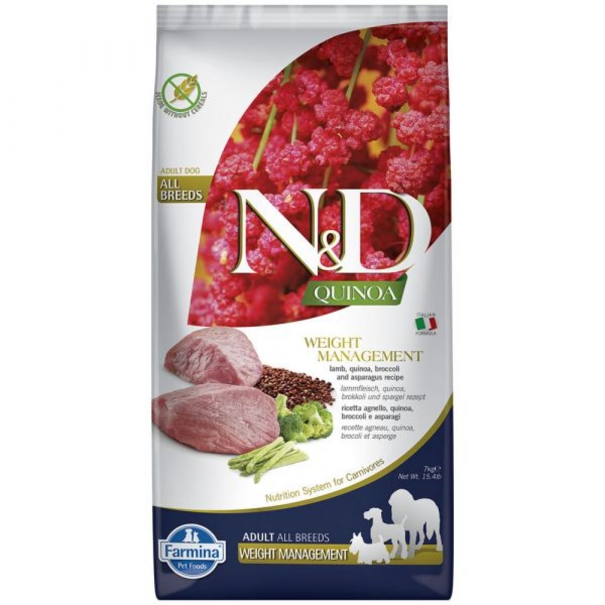 N&D Quinoa Controlul Greutatii, Miel, XS-XL, hrană uscată fără cereale câini, obezitate, 7kg - poza 2