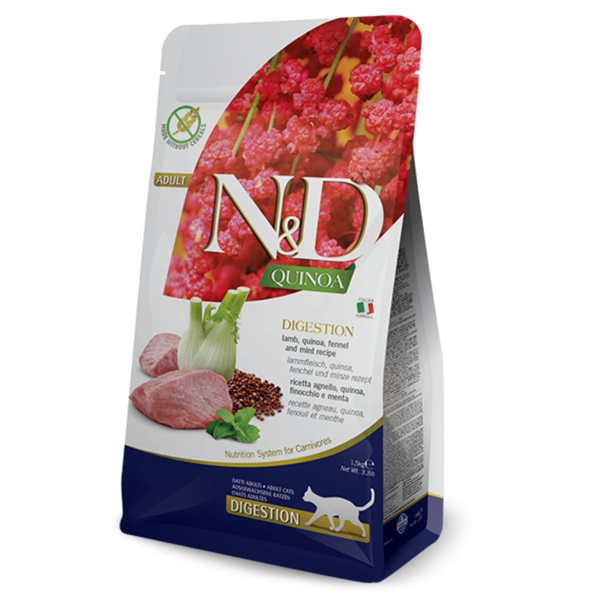 N&D Quinoa Digestive, Miel, hrană uscată fără cereale pisici, 1.5kg - poza 1