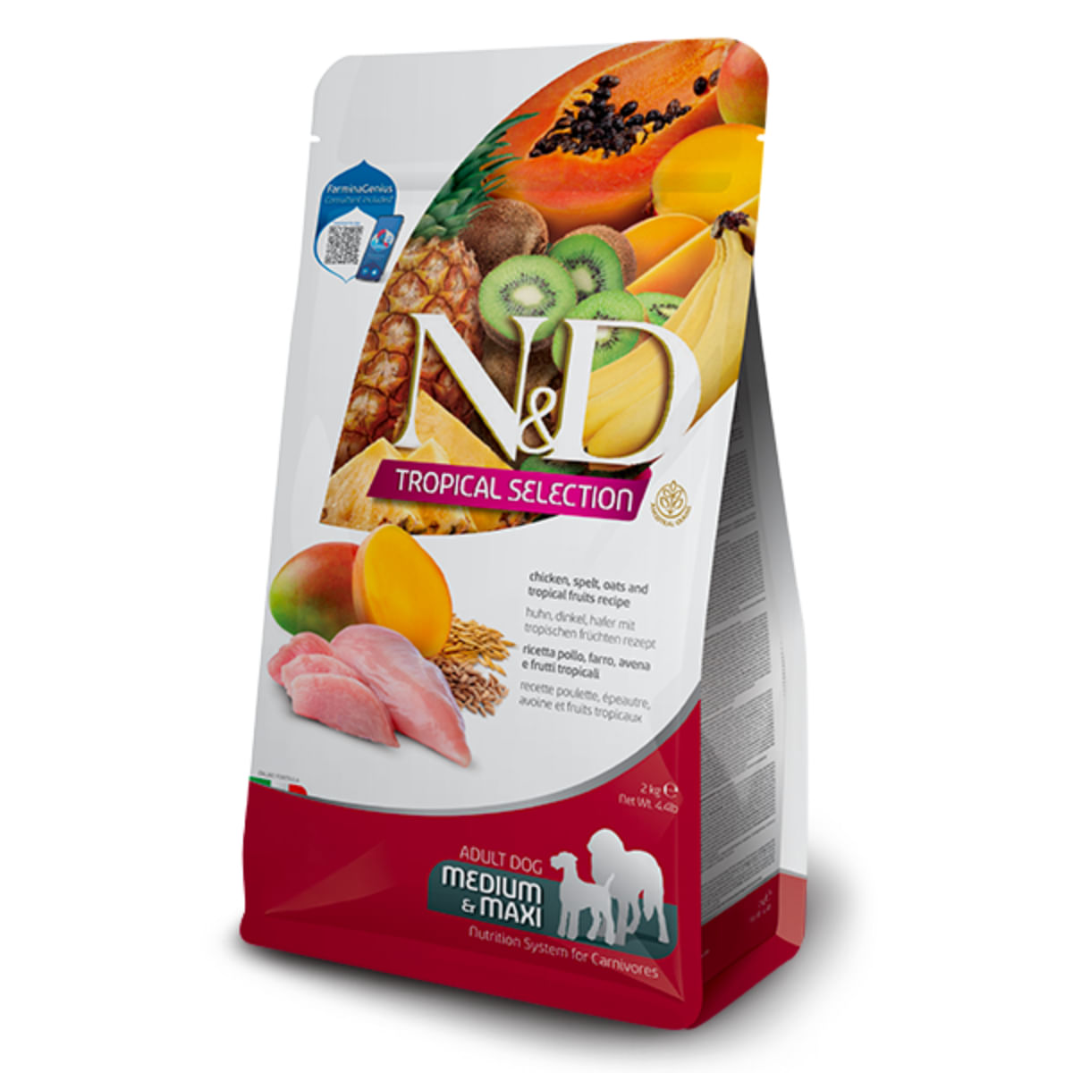 N&D Tropical Selection Adult Medium & Maxi, M-XL, Pui, hrană uscată conținut redus cereale câini, 10kg - poza 2