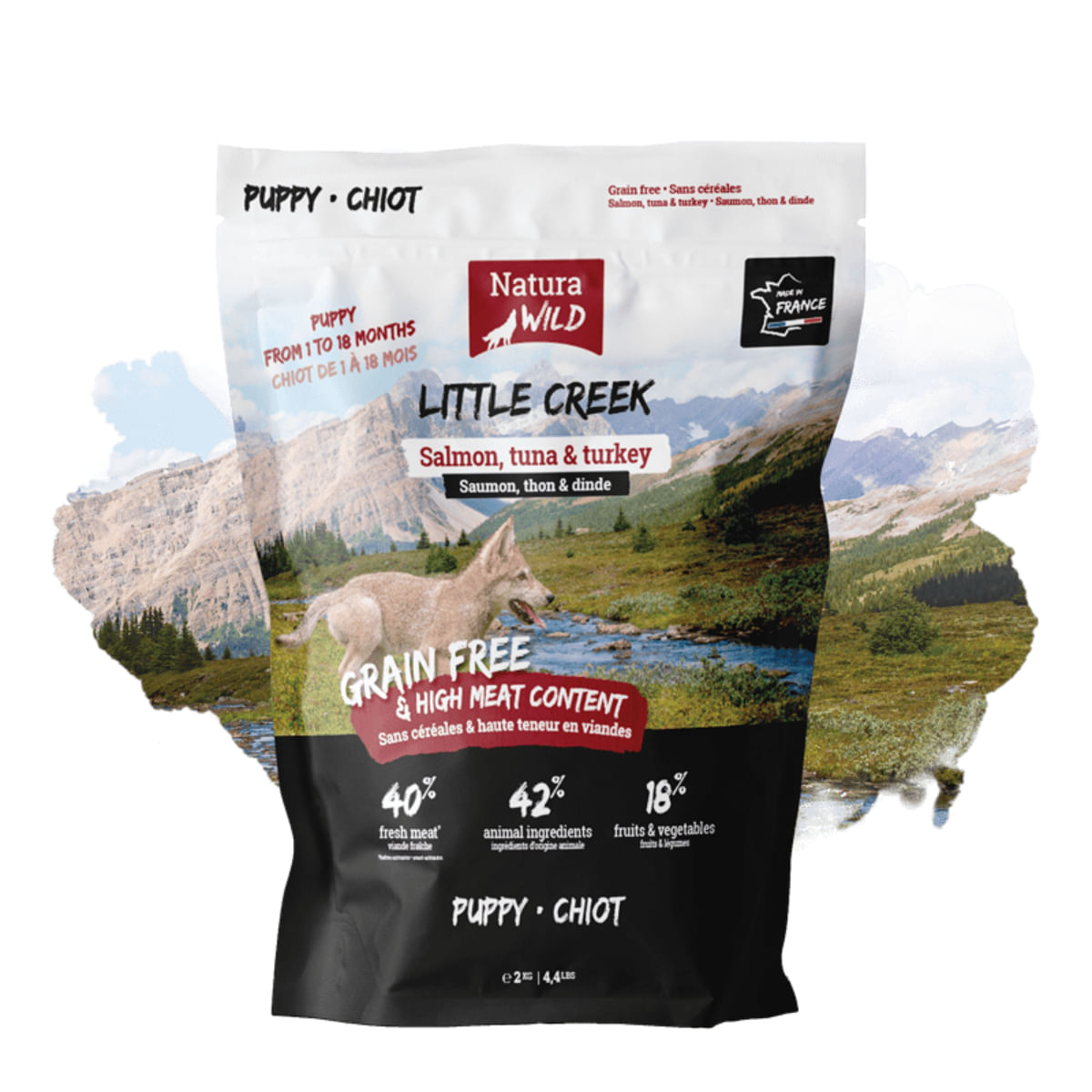 NATURA WILD Natura Wild Little Creek, XS-XL, Somon și Curcan, hrană uscată fără cereale câini junior, 12kg - poza 2