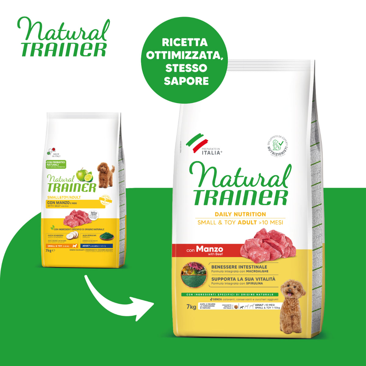 NATURAL TRAINER Daily Nutrition Small & Toy, XS-S, Vită, hrană uscată câini, 7kg - poza 2