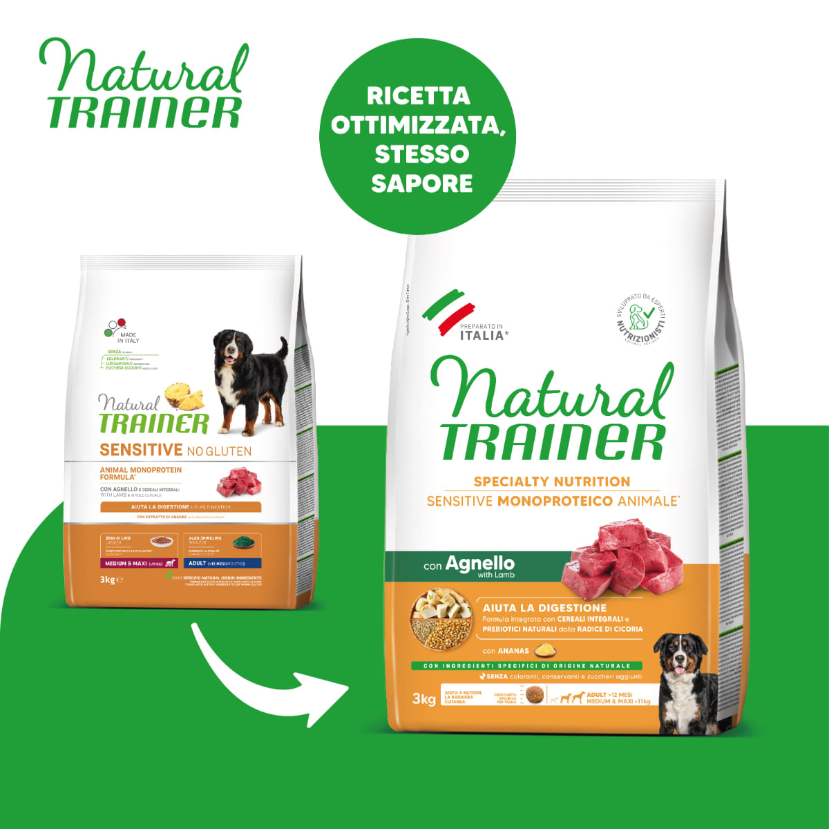 NATURAL TRAINER Speciality Nutrition Sensitive, M-XL, Miel, hrană uscată monoproteică câini, sistem digestiv, 3kg - poza 2