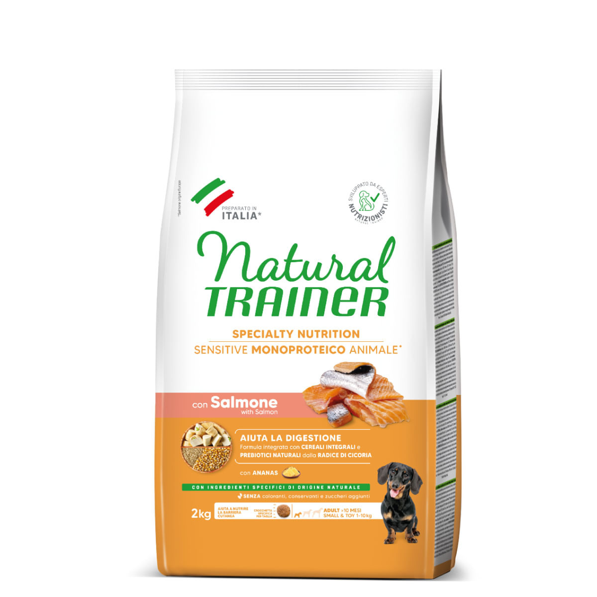 NATURAL TRAINER Speciality Nutrition Sensitive, XS-S, Somon, hrană uscată monoproteică câini, sistem digestiv, 2kg - poza 3