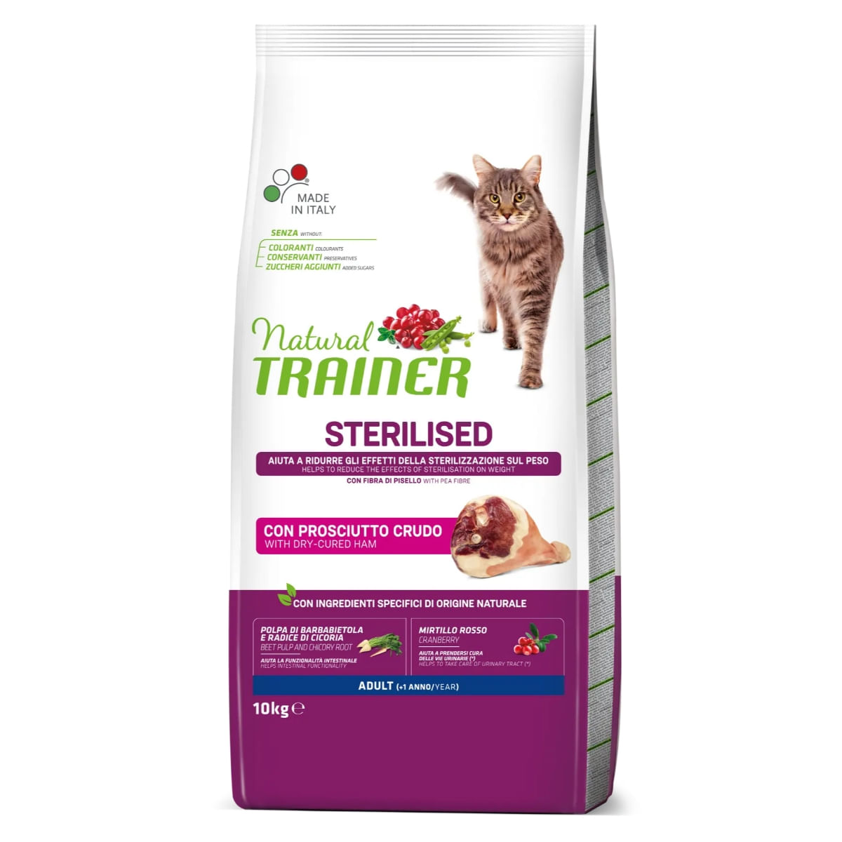 NATURAL TRAINER Sterilised, Bacon, hrană uscată pisici sterilizate, 10kg - poza 2
