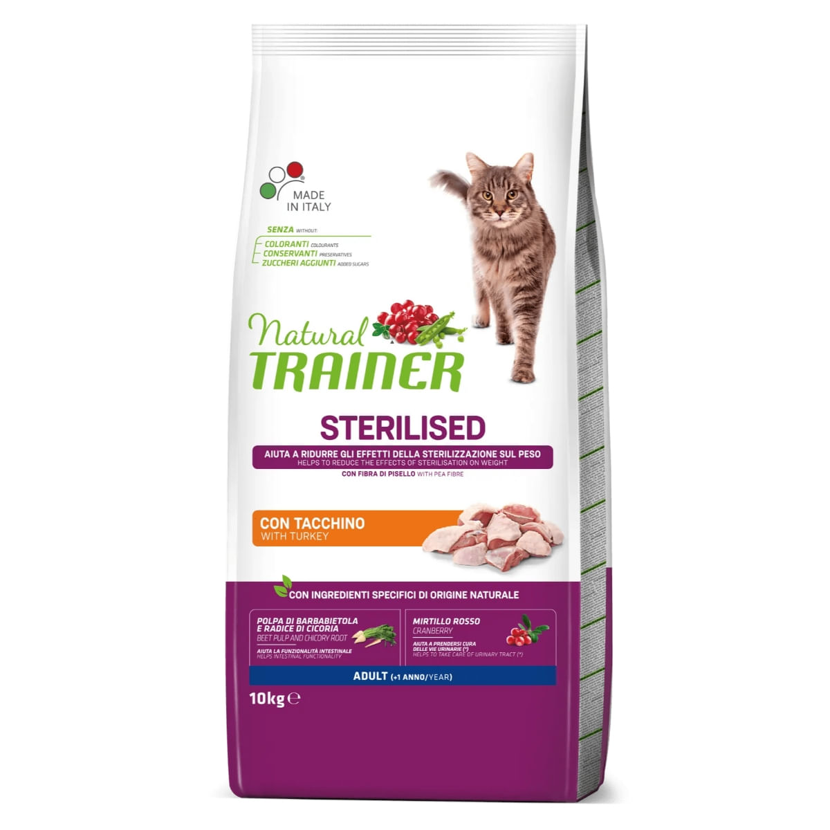 NATURAL TRAINER Sterilised, Curcan, hrană uscată pisici sterilizate, 10kg - poza 1