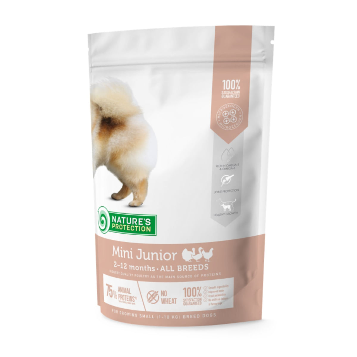 NATURES PROTECTION Junior Small Breed, XS-S, Pui și Krill, hrană uscată câini junior, 500g - poza 2
