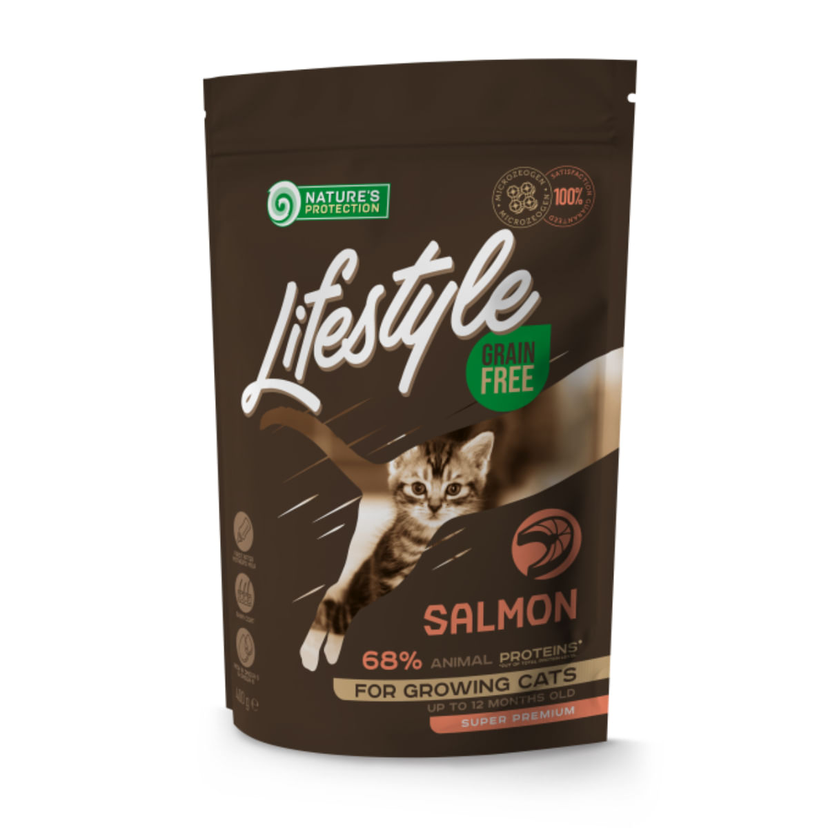 NATURES PROTECTION Lifestyle Kitten, Somon, hrană uscată fără cereale pisici junior, 7kgg - poza 1