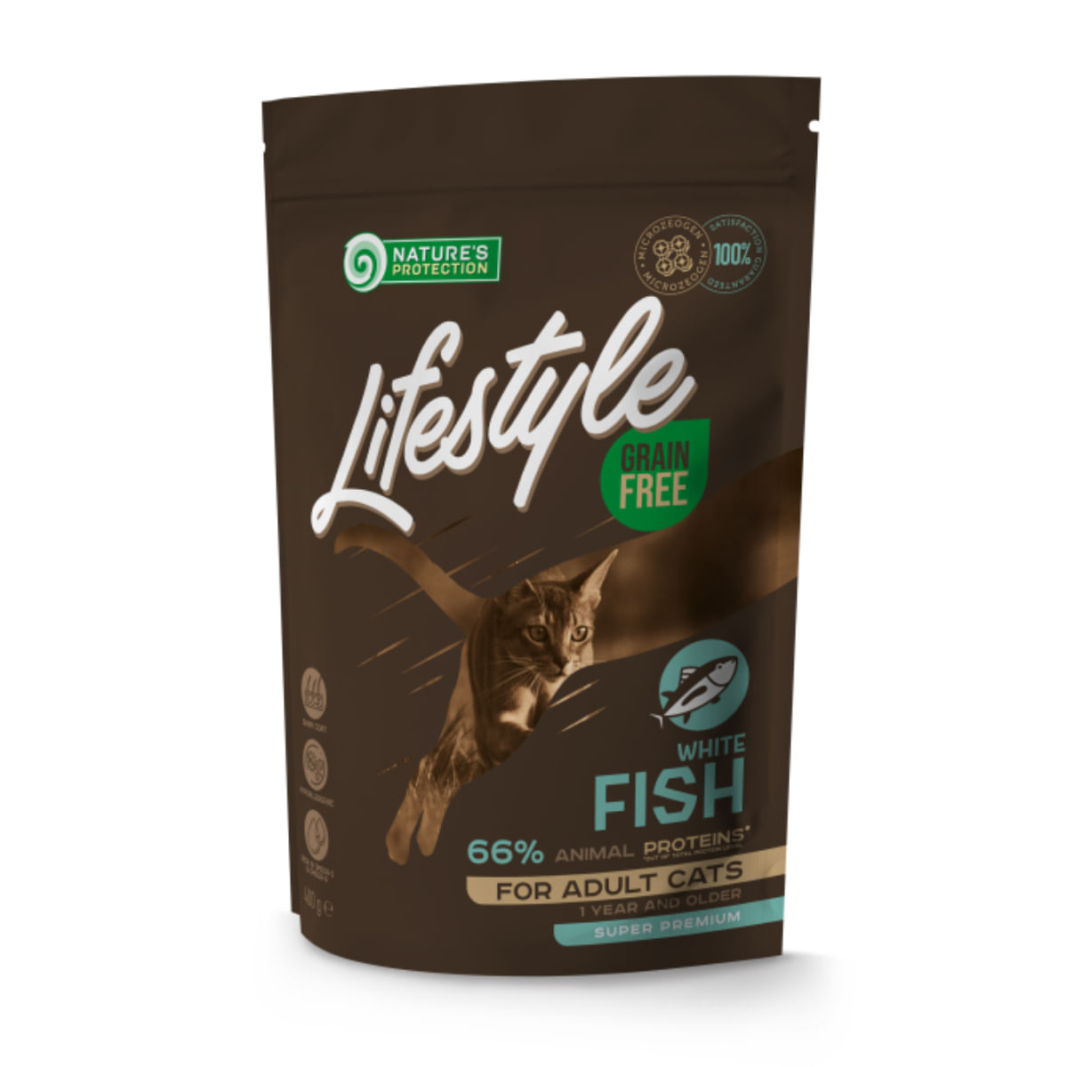 NATURES PROTECTION Lifestyle, Pește alb, hrană uscată fără cereale pisici, 400g - poza 1