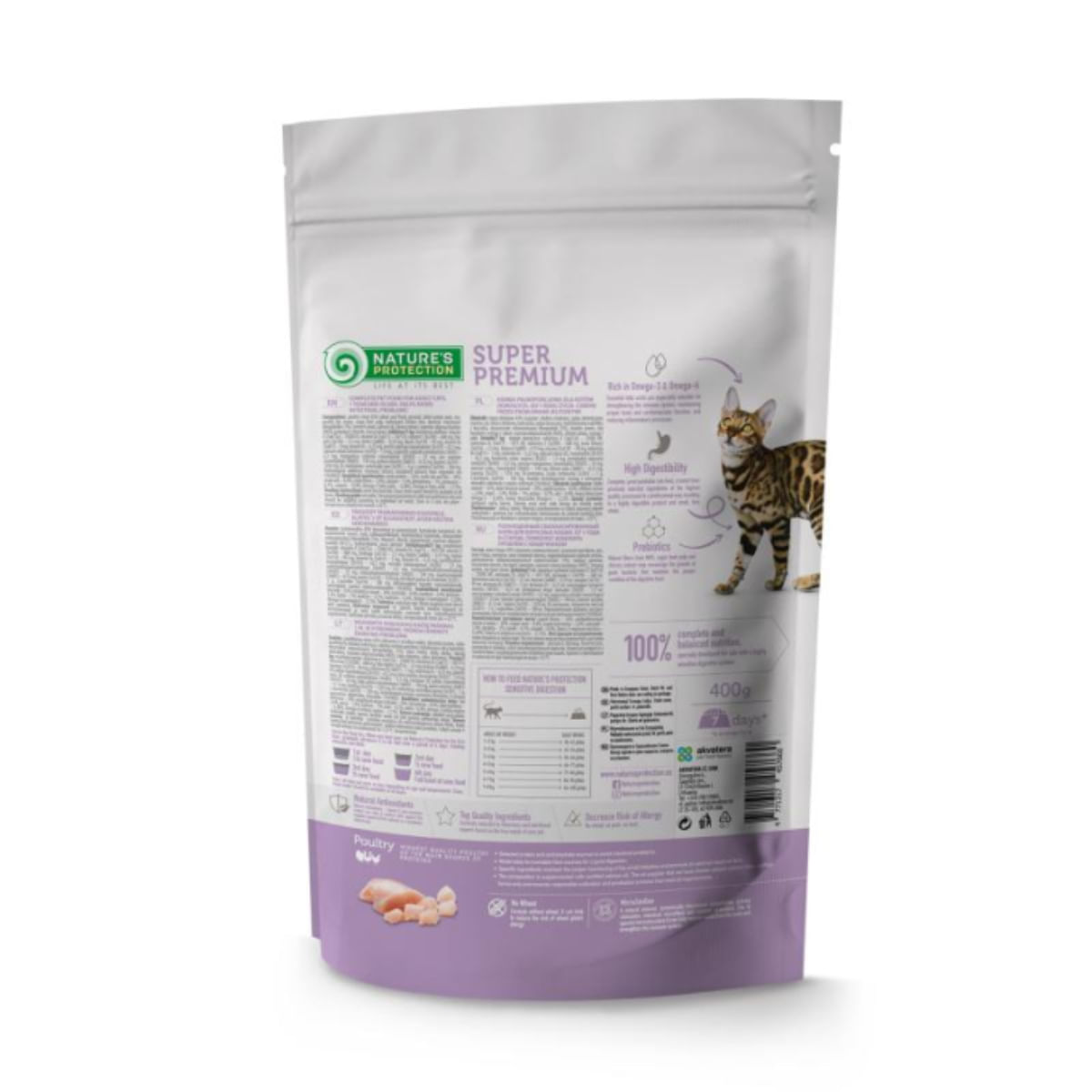 NATURES PROTECTION Sensitive Digestion, Pui, hrană uscată pisici, sistem digestiv, 7kg - poza 3