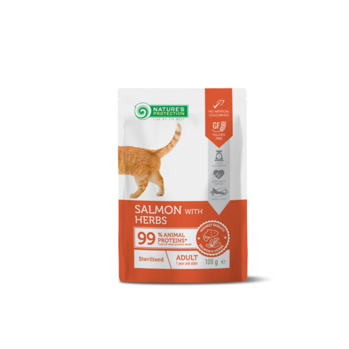 NATURES PROTECTION Sterilised, Somon, plic hrană umedă pisici sterilizate, (în sos), 100g - poza 1