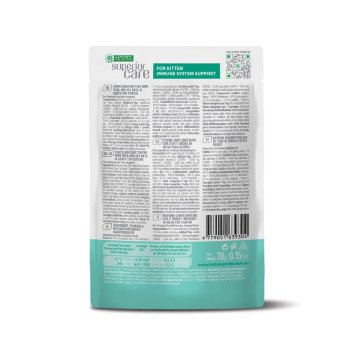 NATURES PROTECTION Superior Care Immune System, Ton și Șalău, plic hrană umedă pisici junior, sistem imunitar, (topping), 70g - poza 4
