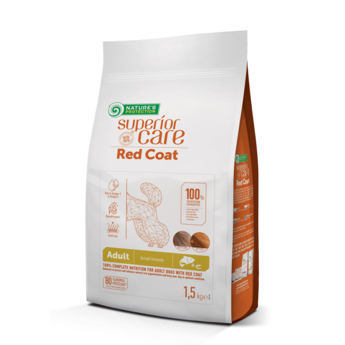 NATURES PROTECTION Superior Care Red Coat Small & Mini Breed, XS-S, Somon și Krill, hrană uscată fără cereale câini, 10kg - poza 2