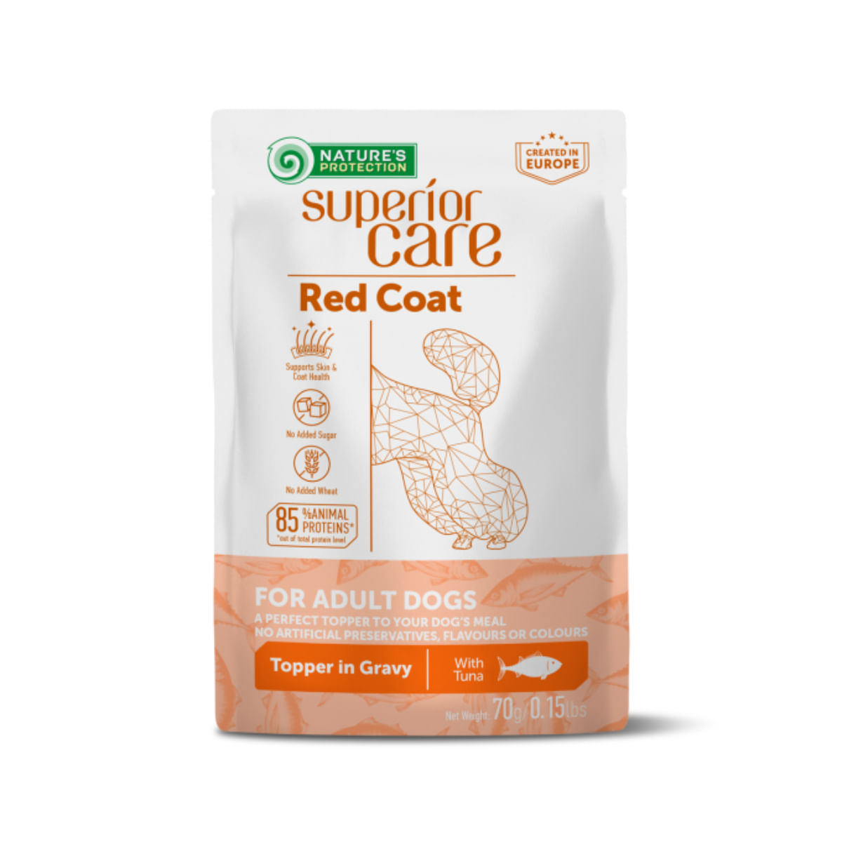 NATURES PROTECTION Superior Care Red Coat, XS-XL, Ton, plic hrană umedă monoproteică câini, (topping), 70g - poza 2