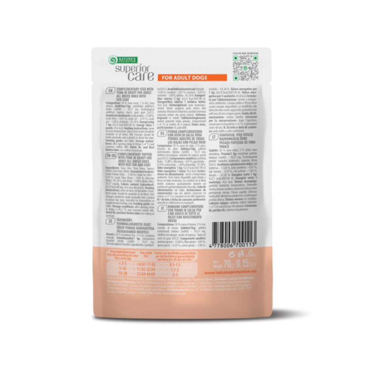 NATURES PROTECTION Superior Care Red Coat, XS-XL, Ton, plic hrană umedă monoproteică câini, (topping), 70g - poza 4