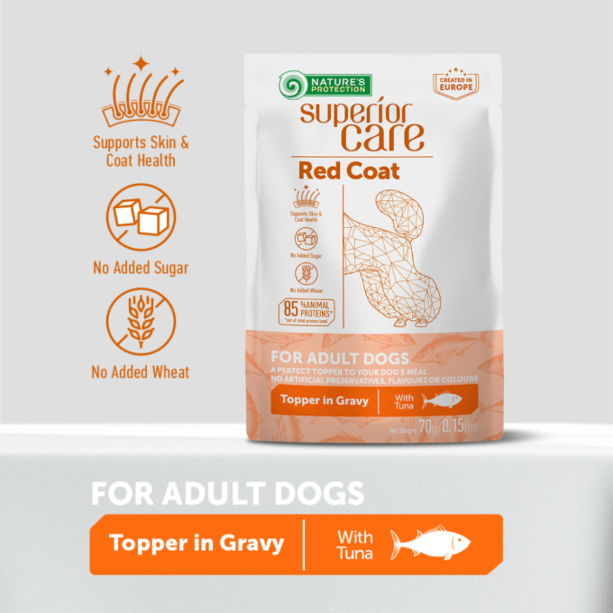 NATURES PROTECTION Superior Care Red Coat, XS-XL, Ton, plic hrană umedă monoproteică câini, (topping), 70g - poza 5