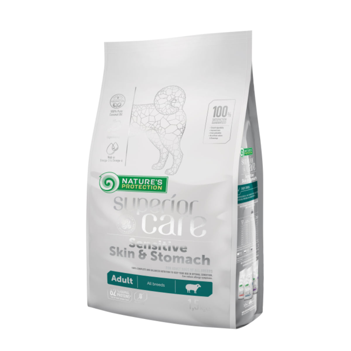 NATURES PROTECTION Superior Care Sensitive Skin & Stomach, XS-XL, Miel, hrană uscată câini, piele & blană, 10kg - poza 1
