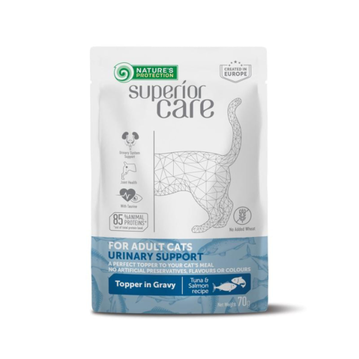 NATURES PROTECTION Superior Care Urinary, Ton și Somon, plic hrană umedă pisici, sistem urinar, (topping), 70g - poza 3