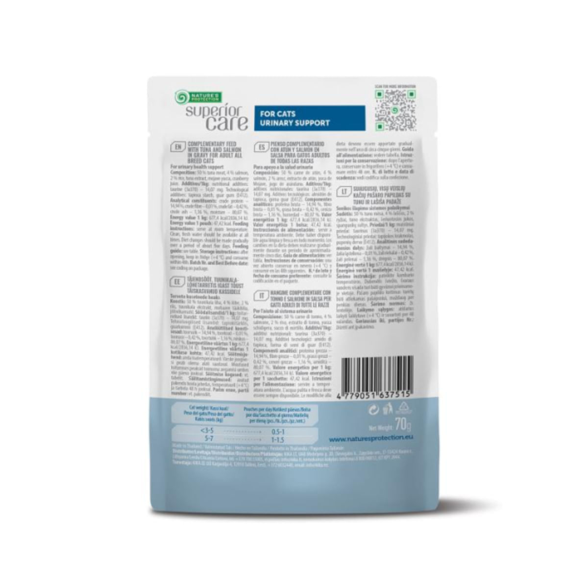 NATURES PROTECTION Superior Care Urinary, Ton și Somon, plic hrană umedă pisici, sistem urinar, (topping), 70g - poza 4