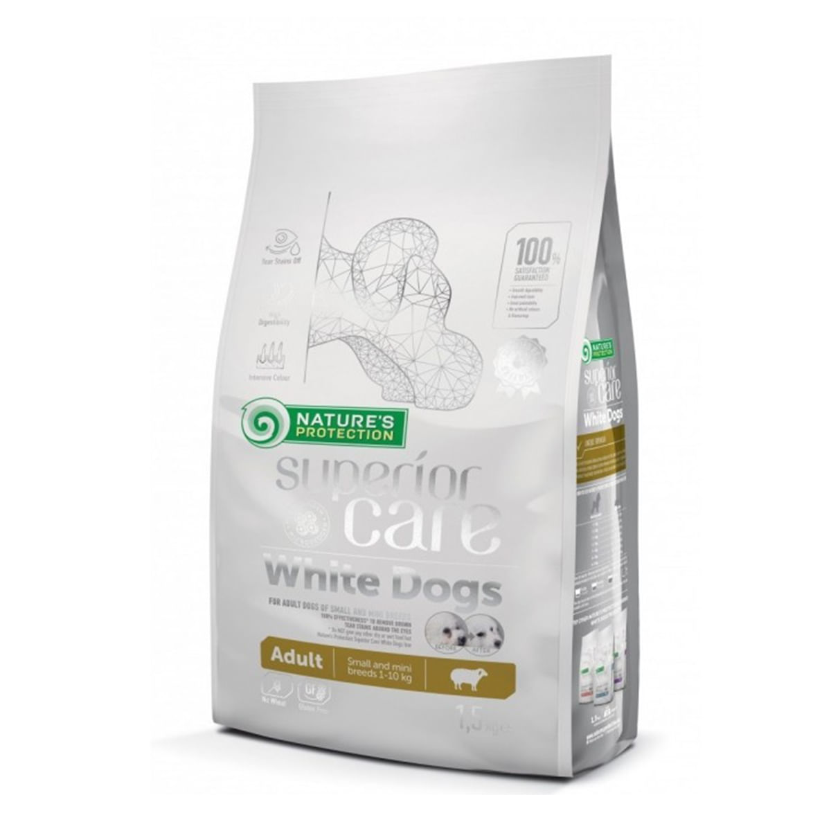 NATURES PROTECTION Superior Care White Dogs Small&Mini, Miel, hrană uscată câini, reducerea petelor maronii la câinii albi, 10kg - poza 3
