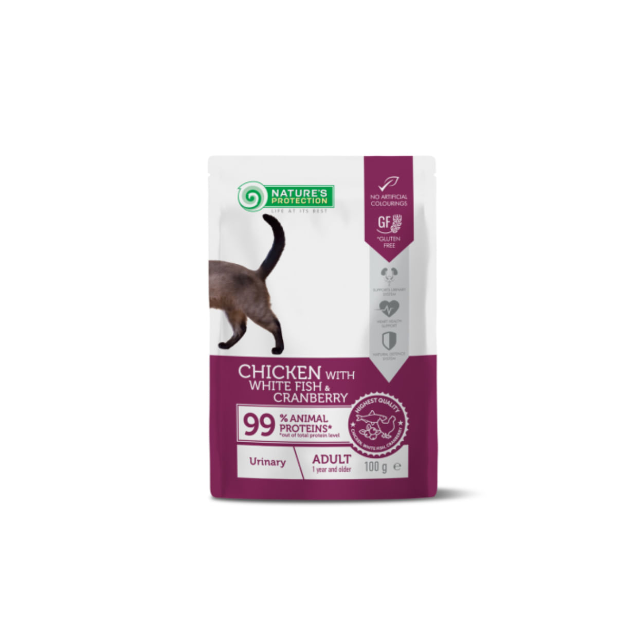 NATURES PROTECTION Urinary, Pui și Pește alb, plic hrană umedă pisici, sistem urinar, (în sos), 100g - poza 1