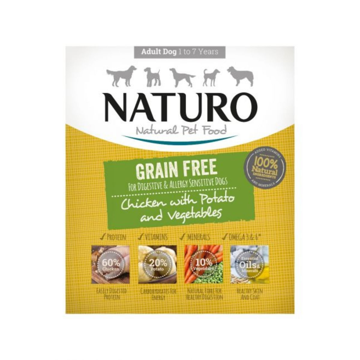NATURO Grain Free, XS-L, Pui și Legume, tăviță hrană umedă fără cereale câini, (în aspic), 400g - poza 2