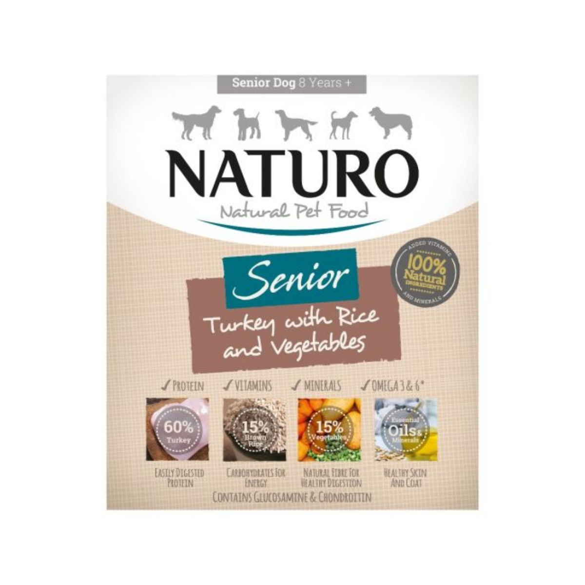 NATURO Low Grain Senior, XS-L, Curcan și Legume, tăviță hrană umedă conținut redus cereale câini senior, (în aspic), 400g - poza 3