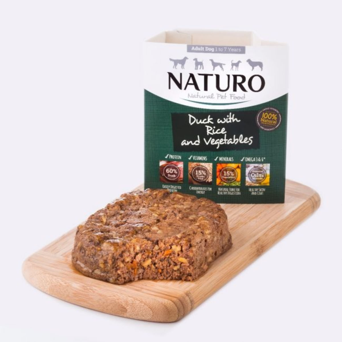 NATURO Low Grain, XS-L, Rață și Legume, tăviță hrană umedă conținut redus cereale câini, (în aspic), 400g - poza 3