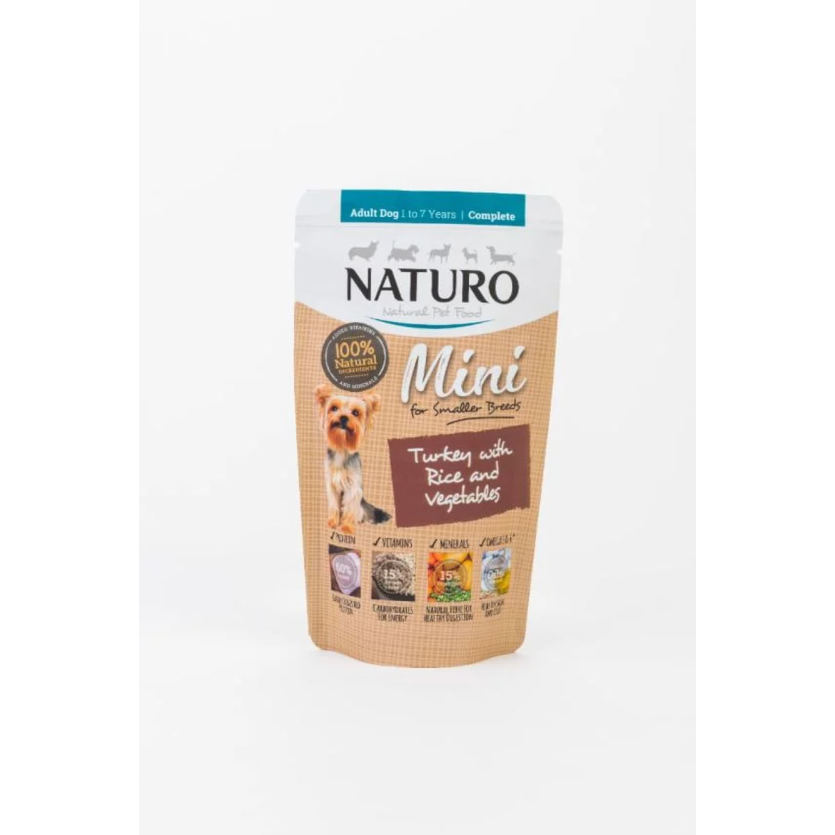 NATURO Mini, XS-S, Curcan și Orez, plic hrană umedă câini, (în suc propriu), 150g - poza 1