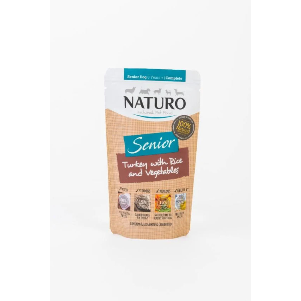 NATURO Senior, XS-XL, Curcan și Orez, plic hrană umedă câini senior, (în suc propriu), 150g - poza 1