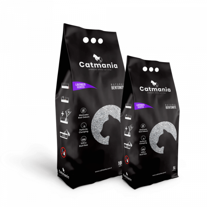 Nisip pentru litiera BENTONITA CATMANIA, Lavanda, 10L - 8.5 KG