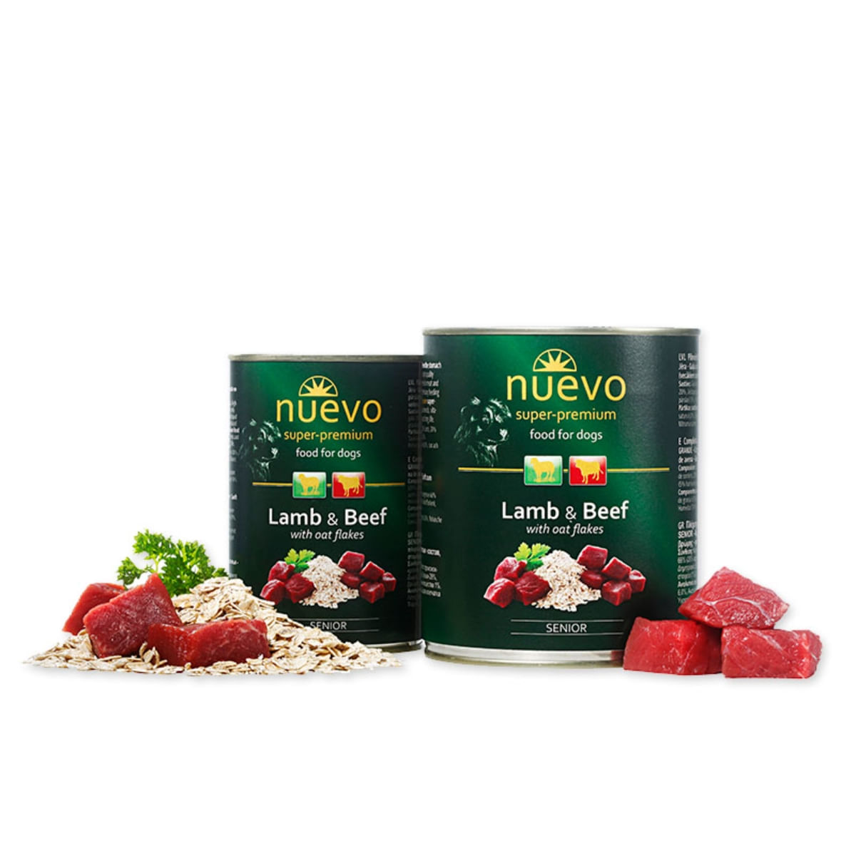 NUEVO Miel, Vită și Fulgi de Ovăz, XS-XL, conservă hrană umedă câini senior, (pate) NUEVO Miel,Vită și Fulgi de Ovăz, XS-XL, conservă hrană umedă câini senior, (pate), 800g - poza 2