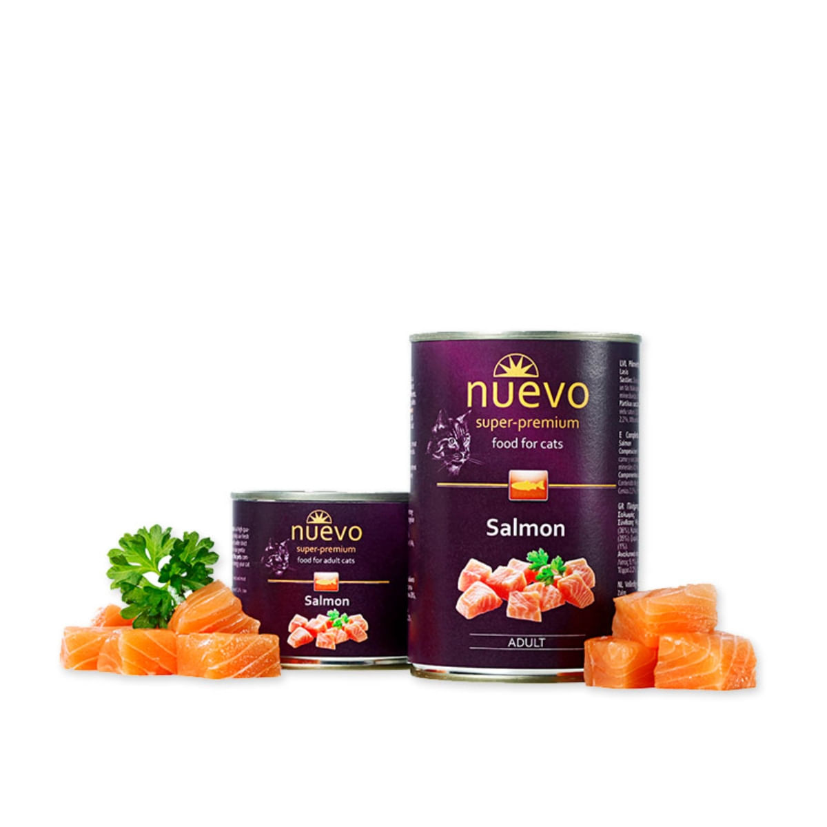 NUEVO, Somon, conservă hrană umedă fără cereale pisici, (pate), 400g - poza 1