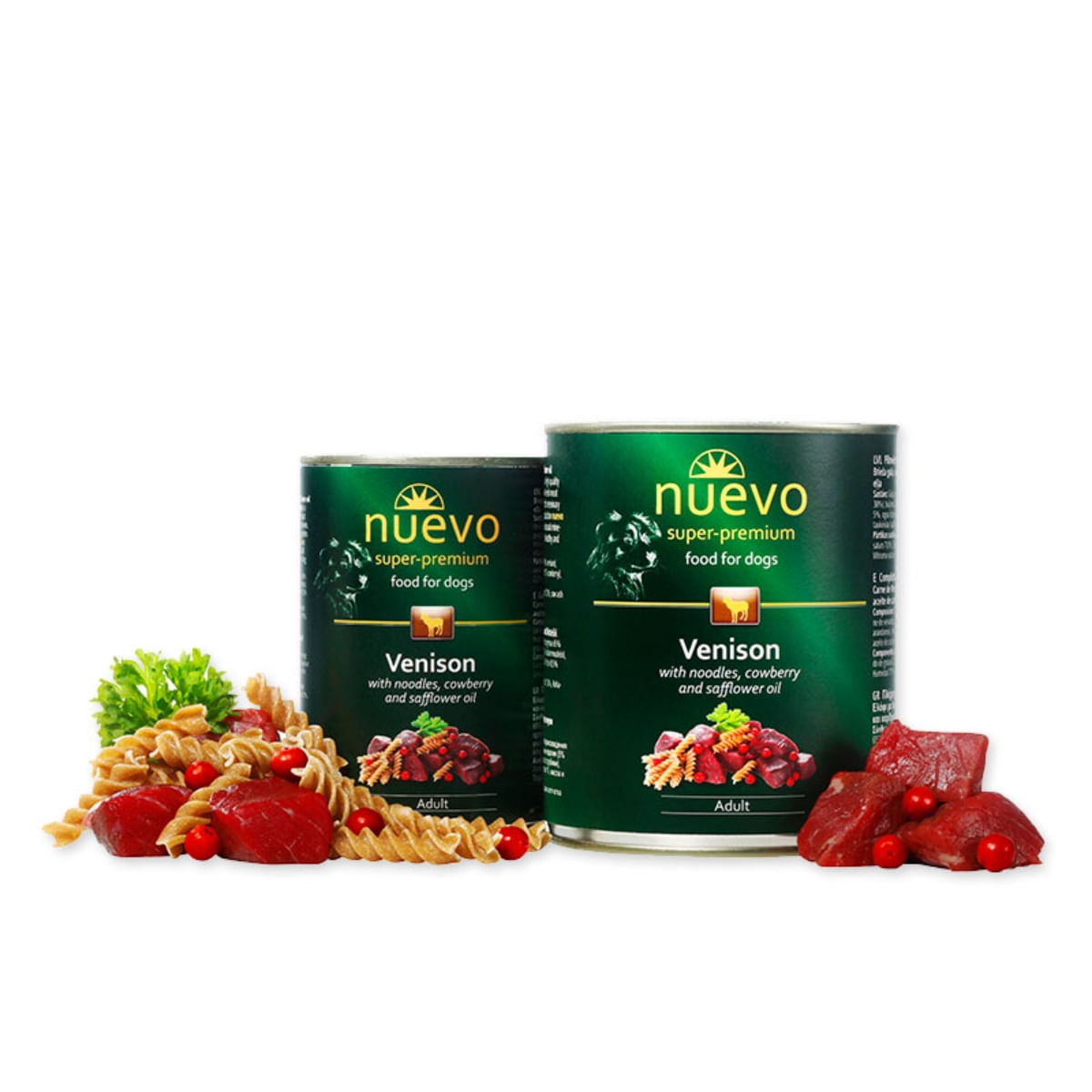 NUEVO Vânat, Tăiței, Merișor și Ulei de Șofrănel, XS-XL, conservă hrană umedă câini, (pate), 800g - poza 2