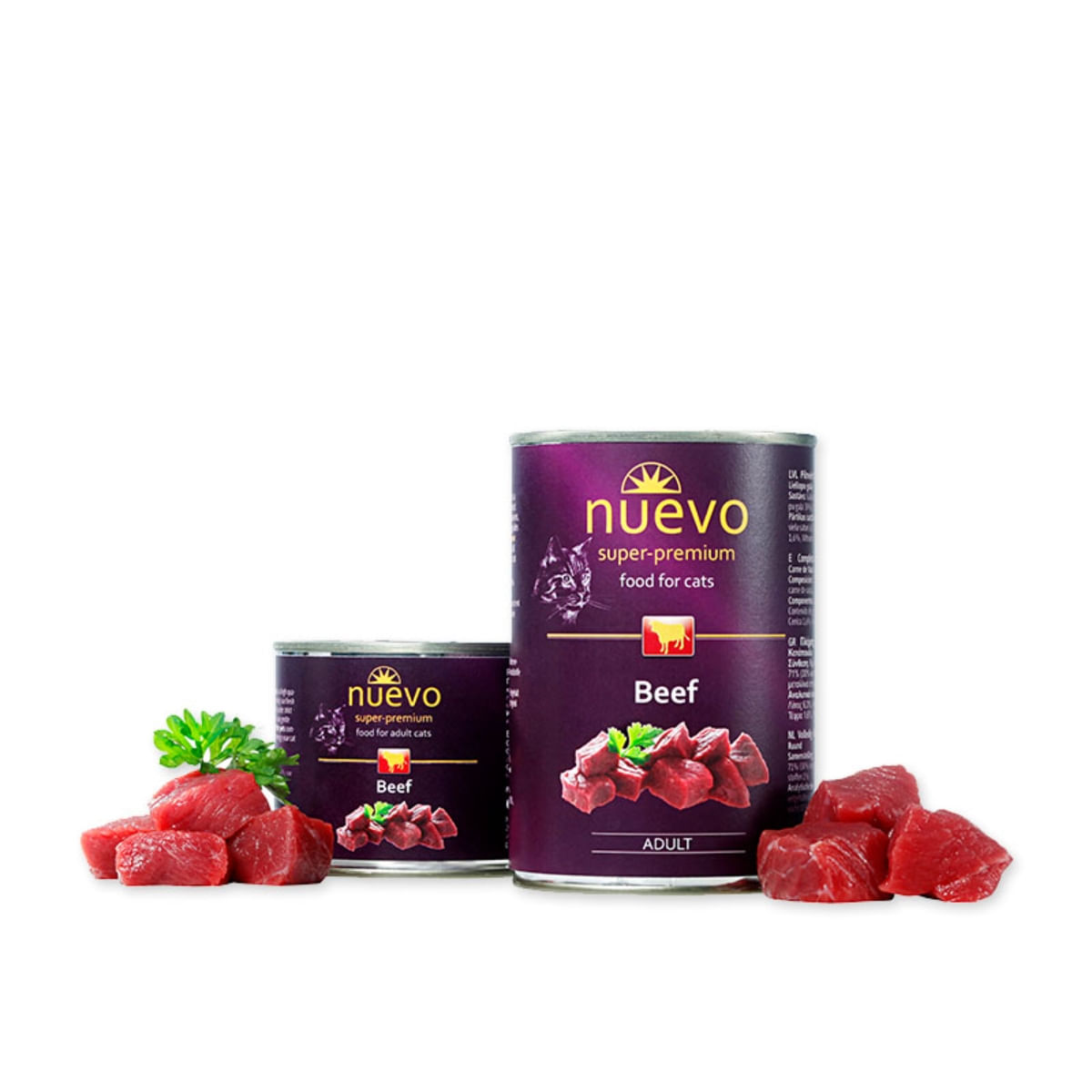 NUEVO, Vită, conservă hrană umedă fără cereale pisici, (pate), 400g - poza 2
