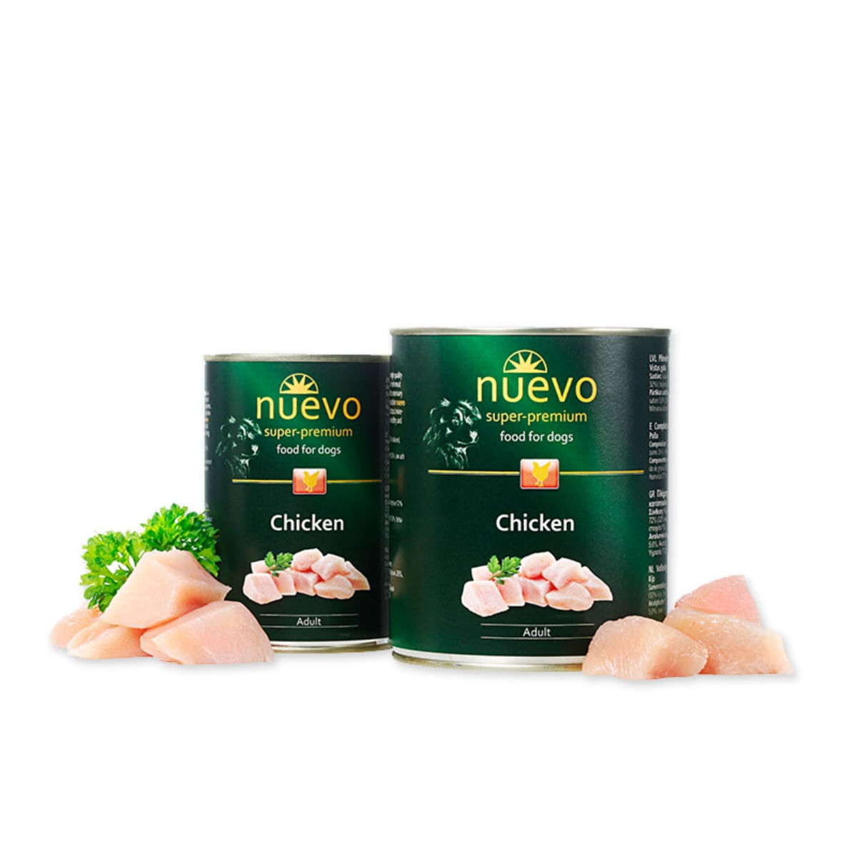 NUEVO, XS-XL, Pui, conservă hrană umedă fără cereale câini, (pate), 800g - poza 1