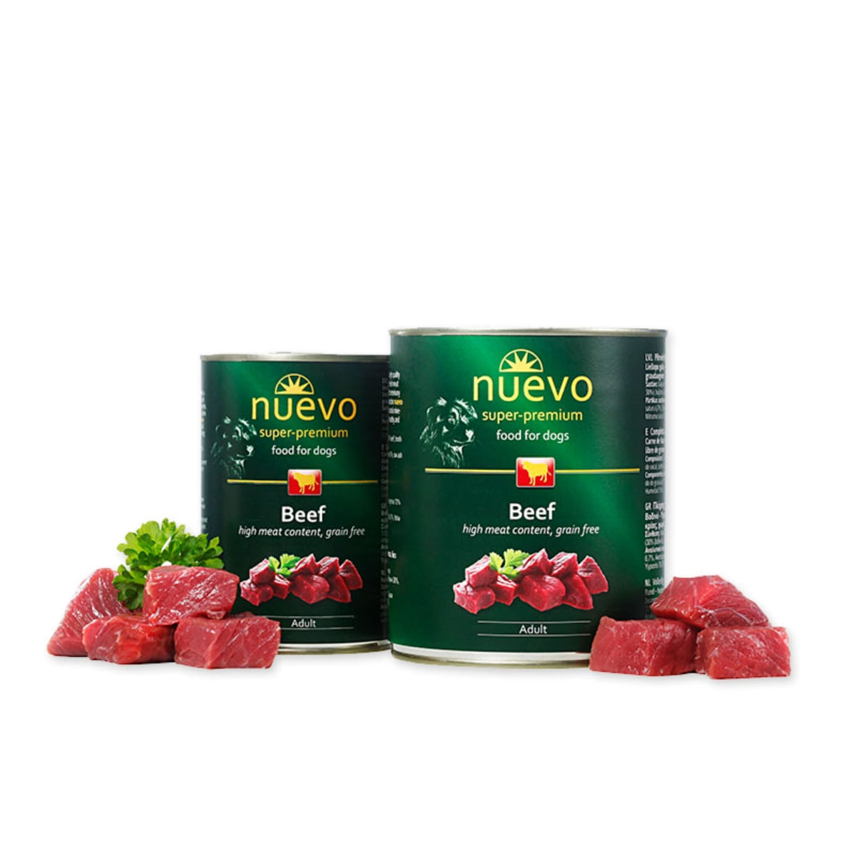 NUEVO, XS-XL, Vită, conservă hrană umedă fără cereale câini, (pate), 400g - poza 2