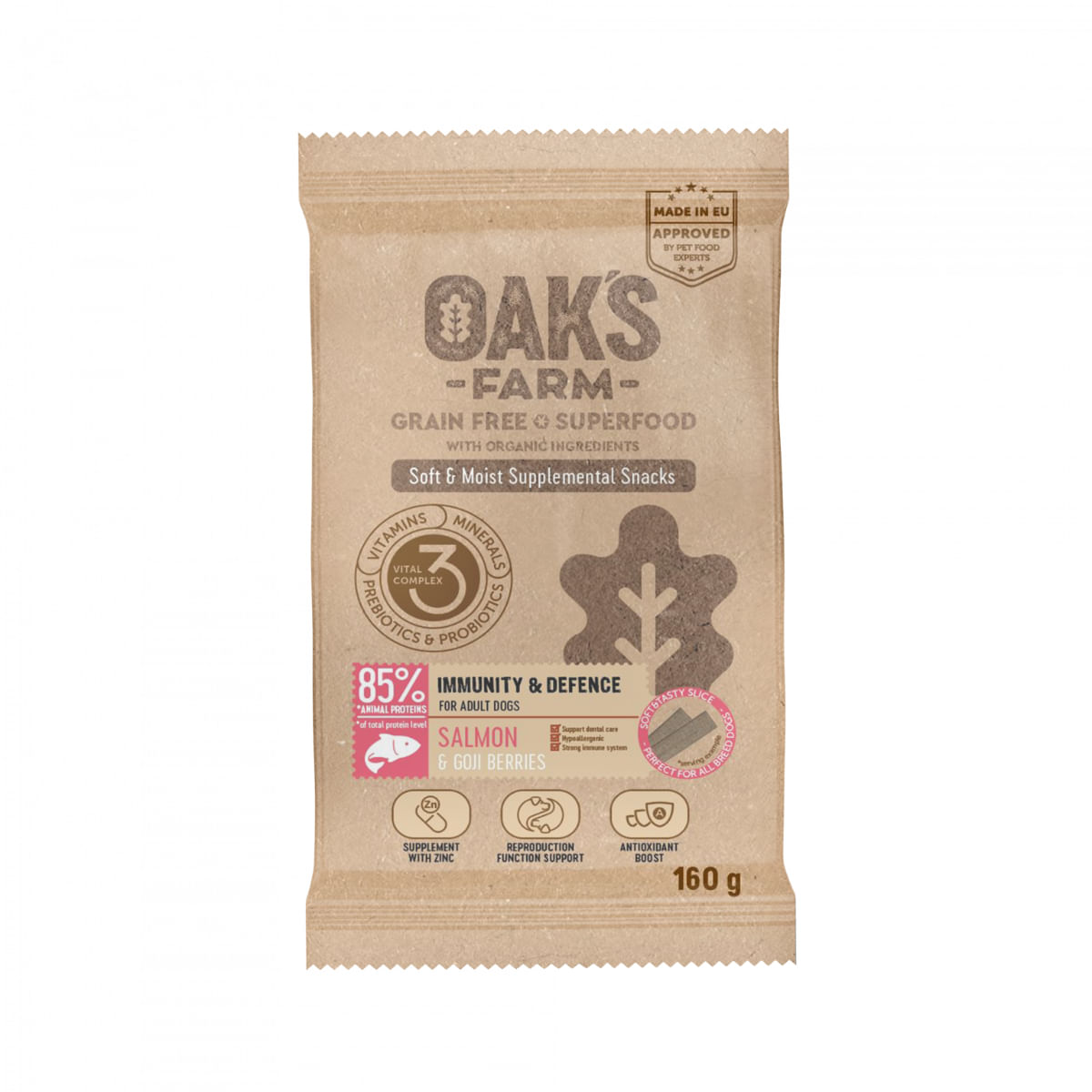 OAK'S FARM Immunity & Defense, Somon, punguță recompense funcționale fără cereale câini, imunitate, 160g - poza 2