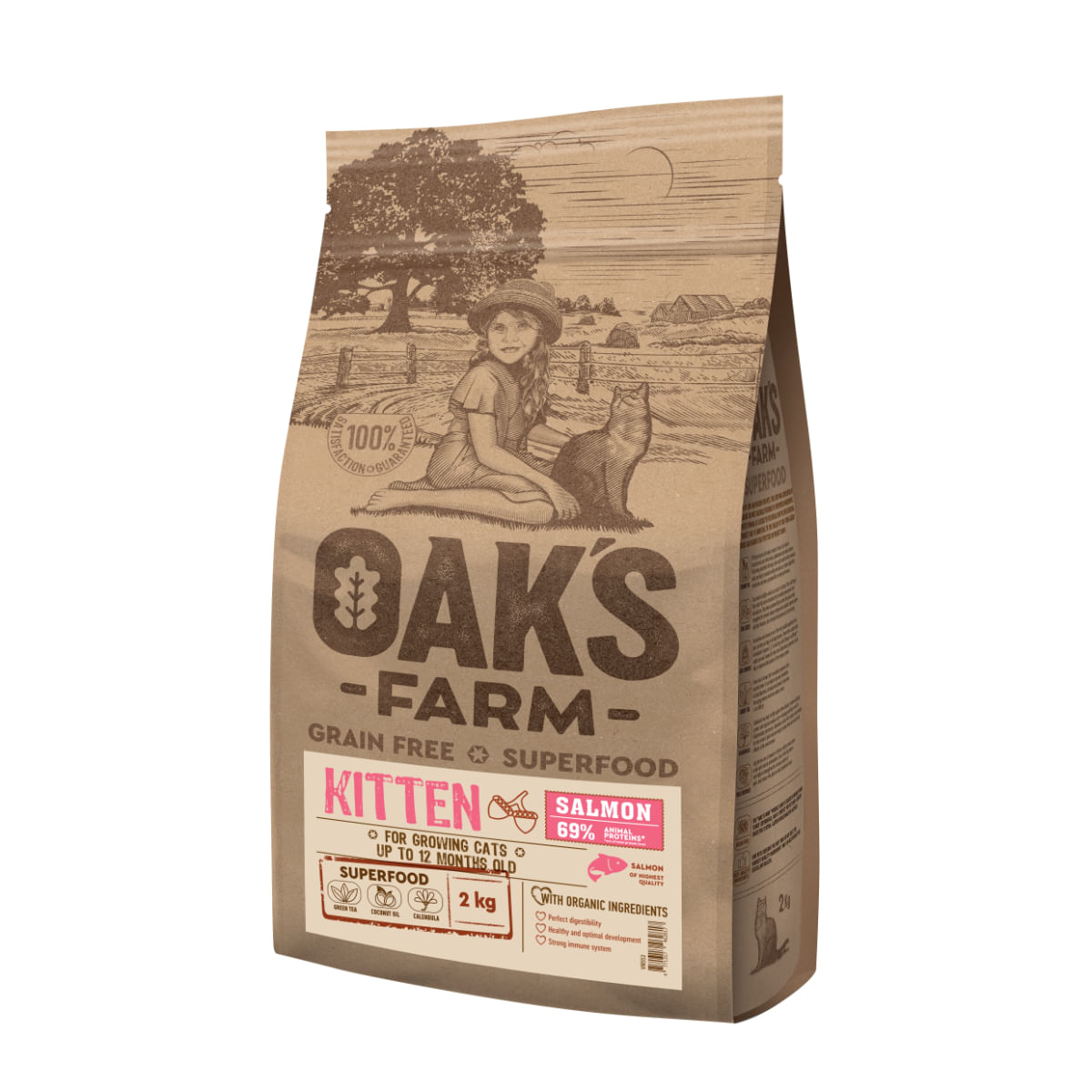 OAK'S FARM Kitten, Somon, hrană uscată fără cereale pisici junior, 6kg - poza 1