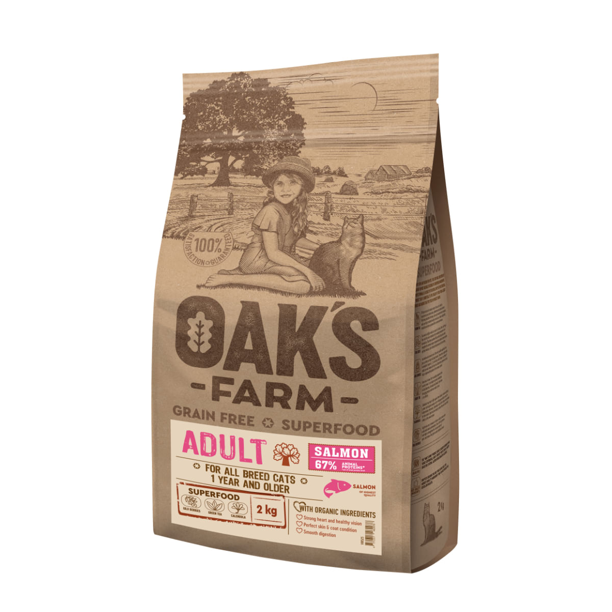 OAK'S FARM, Somon, hrană uscată fără cereale pisici, 2kg - poza 1
