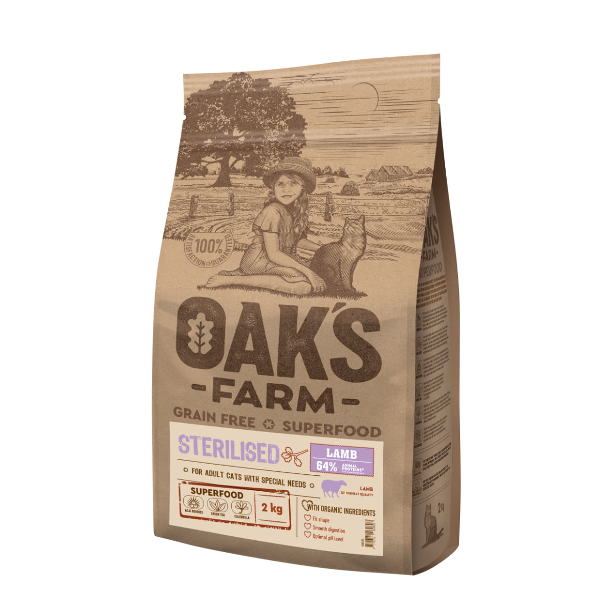 OAK'S FARM Sterilised, Miel, hrană uscată fără cereale pisici sterilizate, obezitate, 400g - poza 2