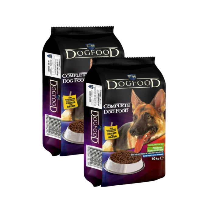 Oferta 2 saci x 10 kg Hrana uscata pentru caini Dog Food cu pui bacon