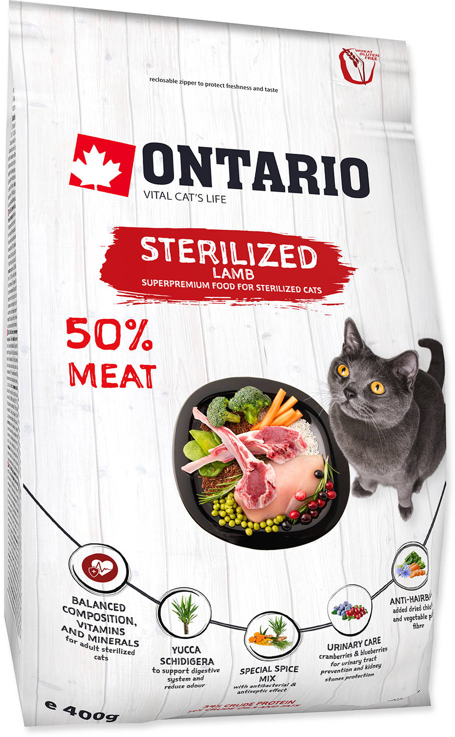 ONTARIO Hrană uscată pentru pisici adulte, Sterilised, cu Miel