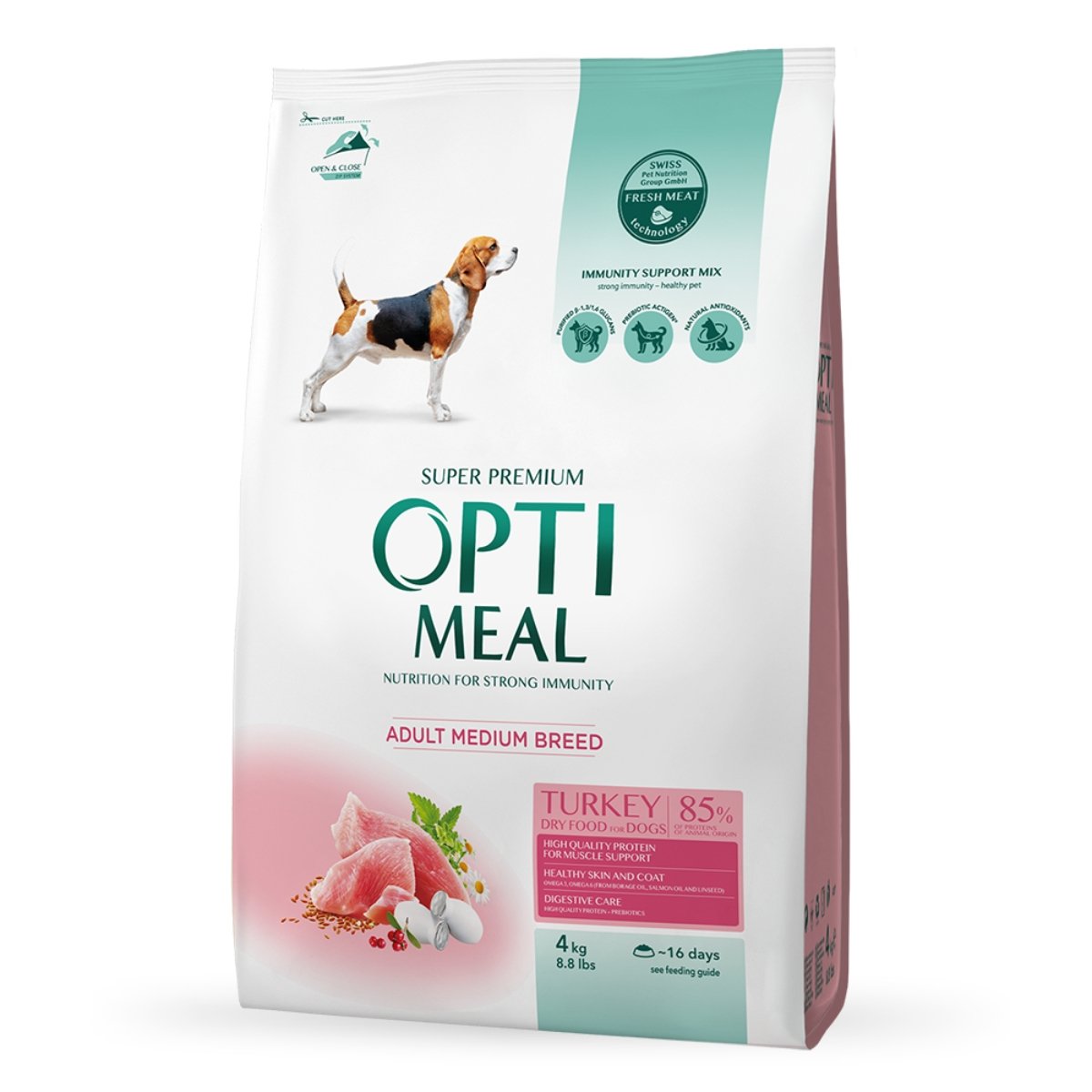 OPTIMEAL Adult M, Curcan, hrană uscată câini OPTIMEAL Adult, M, Curcan, hrană uscată câini, 4kg - poza 1