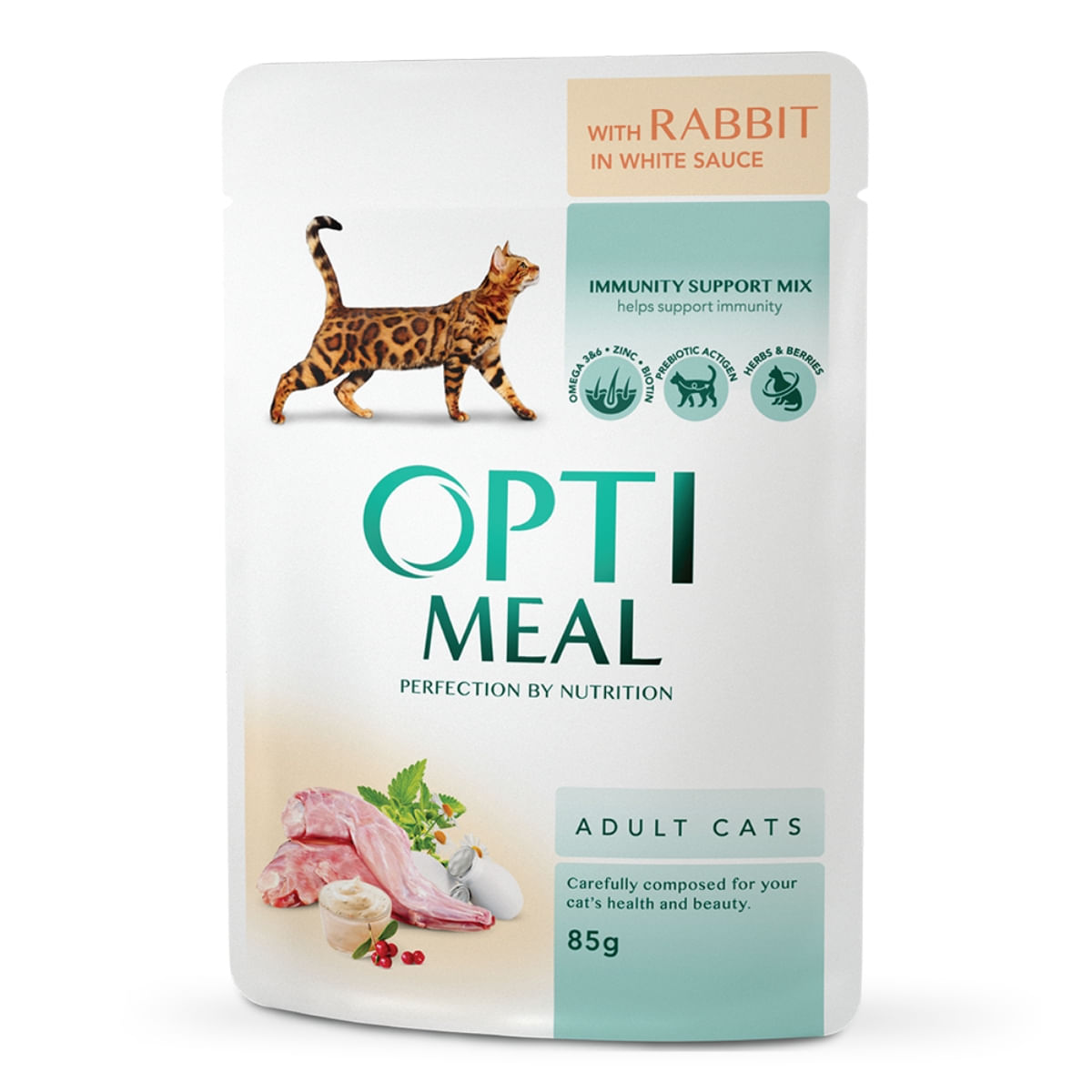 OPTIMEAL, Iepure, hrană umedă pisici, (în sos) OPTIMEAL, Iepure, plic hrană umedă pisici, (în sos), 85g - poza 3