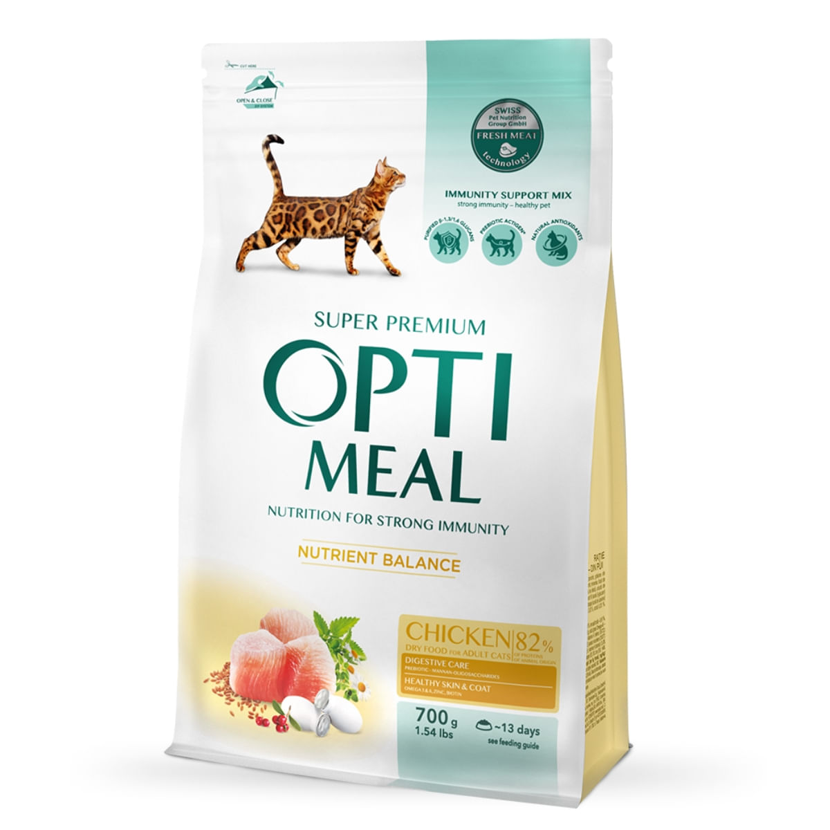 OPTIMEAL, Pui, hrană uscată pisici, 700g - poza 1